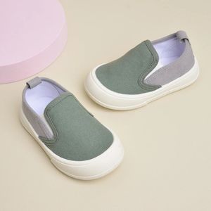 Little Boys and Girls Adorable Patchwork Daily Canvas Toddlers Soft Sole Slip-on Casual Sneakers EK9S100 240514