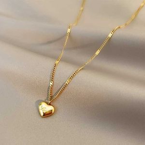 Pendant Necklaces Xiya 316L stainless steel gold heart-shaped necklace suitable for womens Chokers 2021 trend fashion festival party gifts jewelry J240513
