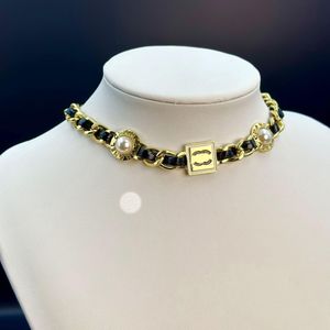 Designer oro 18K Placted Pearl Collana Catena di capidri Lettere Pendants collane Fashion Wedding Jewelry Gift