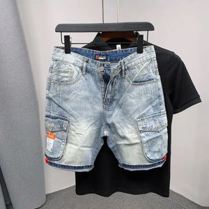 Summer Luxury Mens Shorts Korean Style Streetwear Short Jeans with Designer Large Pockets Cargo Casual Denim Shorts 240513