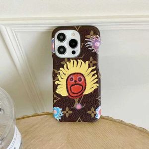 For iPhone 15 Pro Max 13 12 14 11 15Promax 15plus Cases Women Designer Phone Case Old Flower Phone Case Leather Three Pack Funny Sunflower Factory wholesale