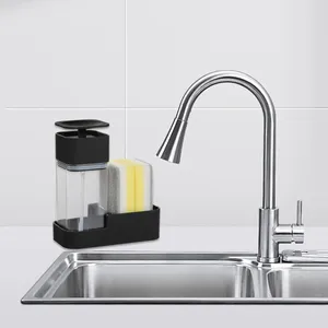 液体ソープディスペンサーとスポンジホルダーエルキッチン寮のバスルームのために多目的シンク皿洗浄を簡単に補充できる