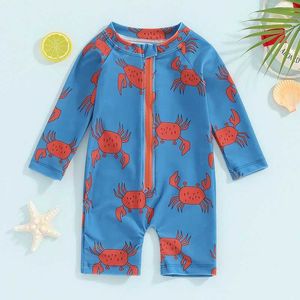 Двухекты 3m-3t Boys Swimsuit защита солнца с длинными рукавами круглая шея