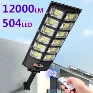 Kraftfulla utomhus solsken 12000 lumen belysning 504 LED Garden Lamp Solar Panel lampor Vattentät rörelsessensor Street Light Light Light