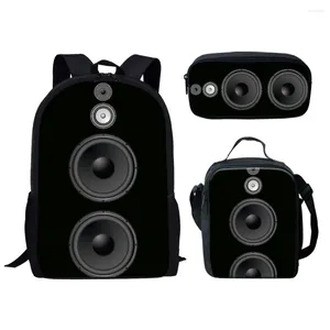 Bolsas escolares Padrão de alto -falante de áudio de áudio 3pcs/set backpack 3d impressão bookbag de bookbag de viagem de viagem Daypack Location Local