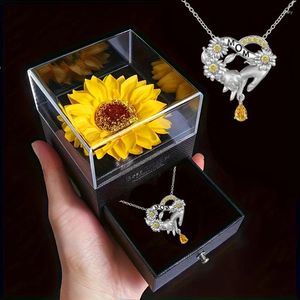 Gift Wrap 1Set Simulation Sunflower Box Halsband Set Mother's Day Thanksgiving Gift.