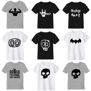 T-shirts 2024 Summer Childrens T-Shirt Fashion 100% Cotton Boy Cirtle Girl Cartoon Skull Print Girl T-shirt Top Boy Roupos 2-10Y T240513