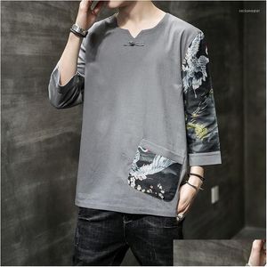 Ethnic Clothing Summer 2023 Cotton Linen Top Traditional Chinese For Men Vintage Shirt Asian Streetwear Tang Suit Clothes 30642 Drop Dh0My