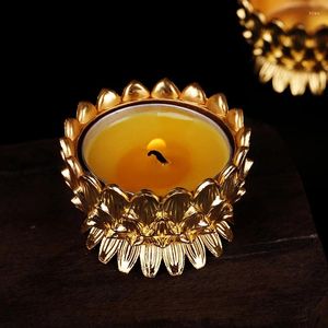 Candle Holders Lotus Ghee Lamp Holder Butterlamp Tea Light Tibetan Copper Oil Altar Supplies Gold