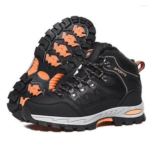 Fitnessschuhe Männer Frauen Outdoor Mountain Sport Kletterstiefel Wanderwanderung Winter Leder Plüsch hohe Knöchelschnee Stiefel Euro Größe 36-46