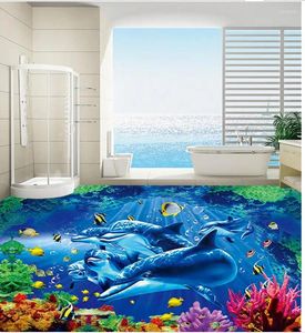 Wallpapers Ocean Custom Po Self-adhesive 3D Floor PVC Waterproof Home Decoration Wallpaper For Living Room