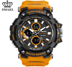Smael 1802 Sport Luxury Watch Erkekler Çift Ekran Dijital Analog Elektronik Kuvars Saatler 30m su geçirmez kol saati En İyi Hediye Saatleri2262617