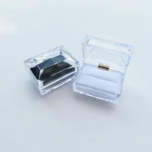 Jewelry Pouches Rectangular Transparent Acrylic Box Earrings Ring Storage Case Holiday Gift Packaging Display Organization