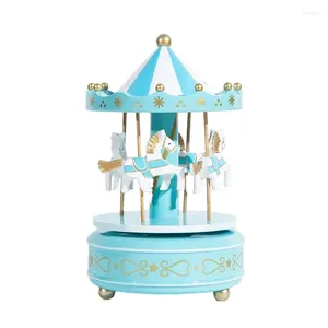 Decorative Figurines Carousel Music Box Wooden Christmas Musical Case Baby Room Decorations Wedding Party Exquisite Gifts Home Crafts