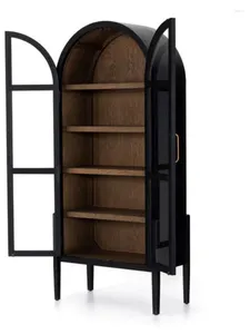 Dekorative Teller Vintage Weinschrank gewölbter Bücherregal Black Glass Door Lagerung