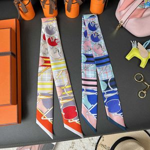 Eşarp Tasarımcı Eşarpları H18 Mmm İpek Talk Uzun Accan Bağlayıcı Çanta Tutamak Dar Mulin Donç İpek Çift Taraflı Dekoratif Kafa Bandı Kadın Kabuğu
