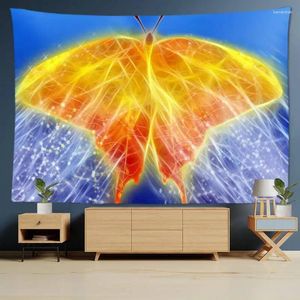 Tapestries Butterfly Wings Glow Flower Bright Grass Bird Glitter Tapestry Wall Hanging Room Decor Aesthetic Bedroom Background