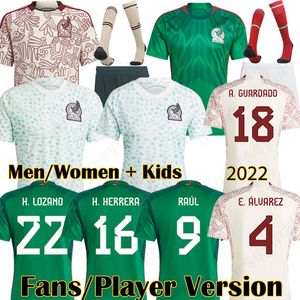 2023 Mulheres do México Away Soccer Jerseys H.LOZANO CHICHARITO RAUL LOZANO 22 23 fãs Versão de jogadores de jovens garotos garotos definem o kit de uniformes de camisa de futebol 214