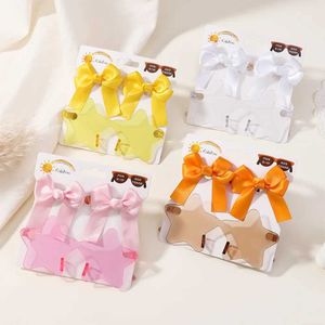 Hair Accessories Kids Fresh Hair Accessories Clips Glasses Set for Baby Girl Cheer Bow Ribbon Hairpins Fashion Peaches Sunglasses Hairgripes Gift