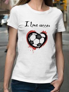 Женская футбольная футбольная футбольная футболка Женские фанаты женские фанаты печатают топы графики женская короткая Slved мягкая креативная дышащая короткая Slve Hipster TS Y240509