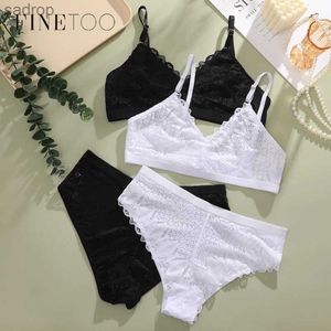 Bras Sets FINETOO Womens Sexy Underwear Set Sexy Lace Transparent Underwear Set Seamless Low Waist Underwear Womens 2-piece/Set Top grade Underwear Set XW