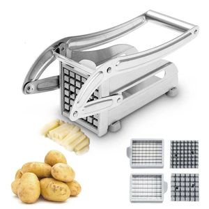 French Fry Cutter Rostfritt stål Potatis Morotlök Slicer Chipper Vegetabiliska Veggie Chopper Chips Cutting Machine Kitchen Tool 240429