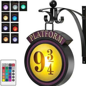 Night Lights Magic Potters Night Light LED Pendant Wall Light Platform Hogwarts 3D Seven Color Lights Harris Room Decoration Childrens Birthday Present S240513