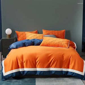 Bedding Sets GXC Latex Bedlinen Set 100S Cotton Quilt Cover Bed Fitted Sheet Orange Quilted Colorful Coverlet 6pcs
