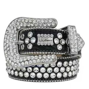 Männer Frauen BB Simon Belt Luxus Designergürtel Retro -Nadelschnalle -Gürtel 20 Farbkristall Diamant