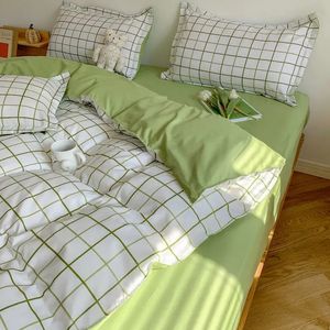 INS Simple Style Duvet Capa Conjunto com travesseiros lençóis planos sem edredom garotos garotas meninas kit de cama de cama de solteiro solteiro 240514