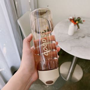 550/650/750ml 휴대용 워터 컵 우주 컵 남성 및 여학생을위한 방지 워터 컵 투명한 INS 컬러 워터 병