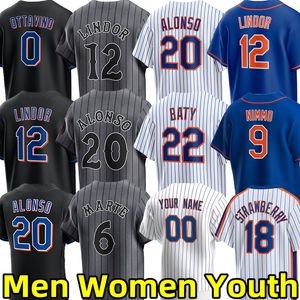 2024 camisas de beisebol Mets Pete Alonso Francisco Lindor Francisco Alvarez Jeff McNeil Adam Ottavino Brandon Nimmo Brett Baty Starling Marte Jacob DeGrom Jersey