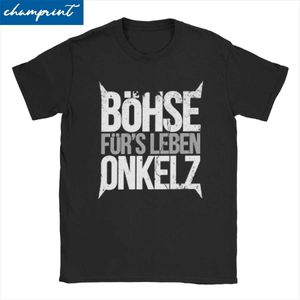 Herr t-shirts mens bohse onkelz rock t-shirt tysk musik ren bomullskläder retro kort ärm grafik q240514