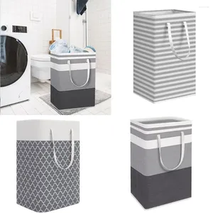 Laundry Bags Cotton Linen Basket Collapsible With Handle Hamper Sundries Storage Box Bathroom