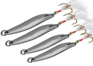 10pcs lot 521G5cm9cm Silver Spoons Metal Baits Lures Fishing Hooks 8 6 4 Hook Pesca Tackle Accessories WEI 505260E4816935
