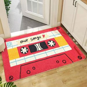 Carpets Funny Retro Cassette -Creative Entrance Door Mat- Anti-slip Floor Mats For Living Room Knitted Throw Blankets Couch