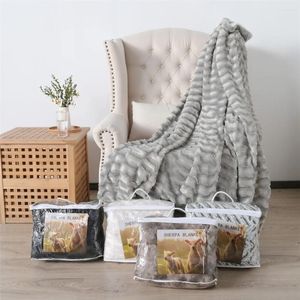 Blankets Thickened Double Layer Lamb Down Long H Tie-dyed Brushed PV Fleece Blanket