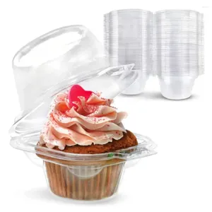 Ta ut containrar 20st plast en disponibel individuell muffin klar stapel bärare med ansluten lufttät kupol lock