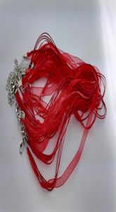 Fashion RED Organza Voile Ribbon Necklaces Pendants Chains Cord 18quot Jewelry DIY2241607