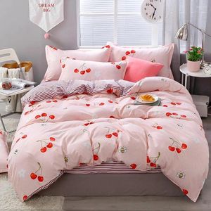 Bedding Sets Home Textile 5 Tamanho Pink Cherry Summer Bed Linens 3/4pcs Tampa de edredão Conjunto de lenha pastoral abA ab.