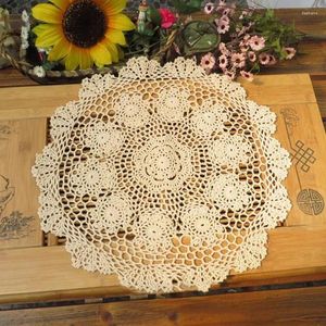 Tapetes de mesa redondo toalha de mesa de pano de crochê de crochê de algodão capa de algodão decoração de casamento
