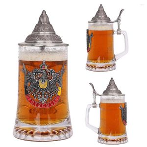 Muggar tyska präglade ölmålning vinglas kopp med locket tankard vatten mugg julbröllop gåvor hem hantverk dekoration