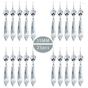 Decorative Figurines H&D 25pcs Chandelier Crystals Replacement Crystal U Drop Prisms Icicle 3" Long (Clear)