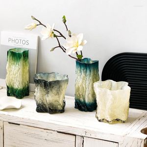 Vaser Creative Glacier Flower Arrangement Vase Home Decor Interiör Tablett Prydnad TV -skåp Decoration Glass Hydroponic Gift