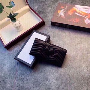 Luxury 3A Wysokiej klasy klasyczny portfel w kształcie serca z pudełkiem Panie oryginalne skórzane prostokątne flip portfela hurtowa 268S