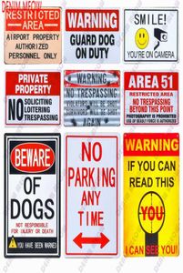 Vintage Warning Cave Private Property Metal Sign Beware of Dogs Area 51 Metal Wall Art Plates NO Parking Home Decor8261238