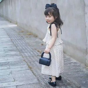 의류 세트 여름 여자 여자 의류 세트 격자 무늬 패션 버전 서식기 탑 + 긴 바지 2pcs 아기 어린이 어린이 옷 정장