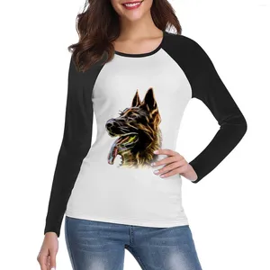 Women's Polos German Shepherd Dog Long Sleeve T-Shirt Plus Size T Shirts Sweat Shirt Female Woman