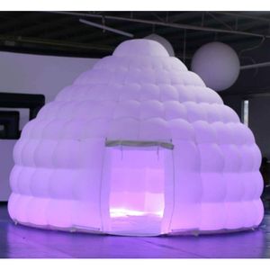 Vinqueiro requintado 10md (33 pés) com tenda de iglu inflável de cúpula inflável branca de soprador com LED Light Luxury Air House for Fair Event Advertising