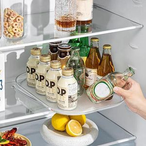 Kitchen Storage Countertop Condiment Rack Household Rotating Transparent Square Can Turn The Refrigerator 1PC